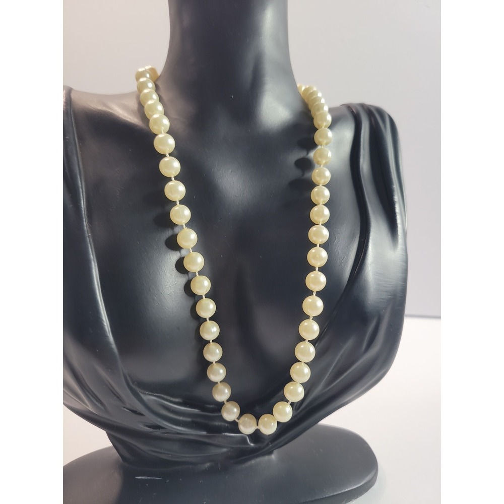 Cream White Beaded Necklace  Round Beads Classic Statement Jewelry